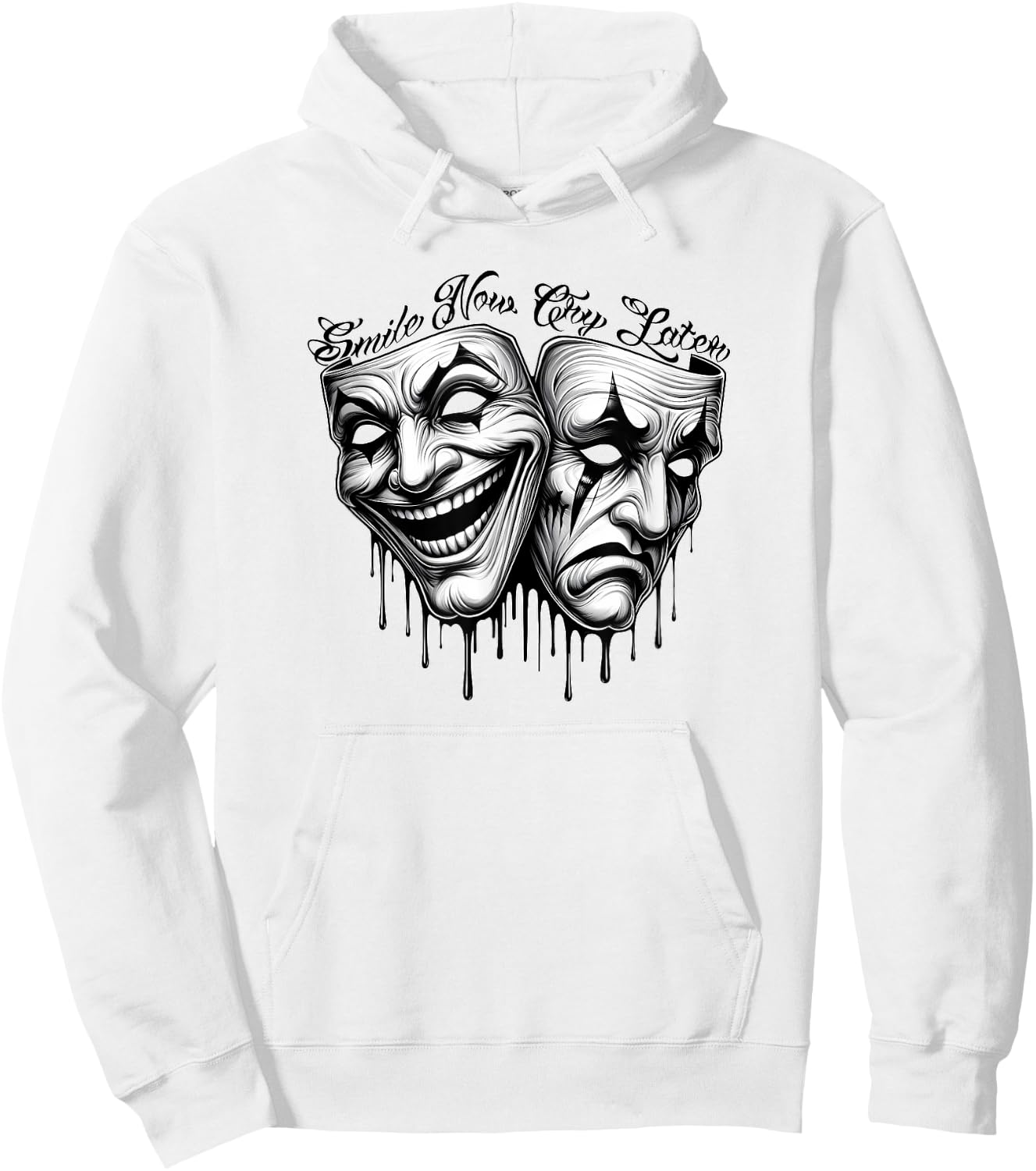 SMILE NOW CRY LATER Masks Gangster Cholo Payaso Chicano Hoodie - Hoodie | White