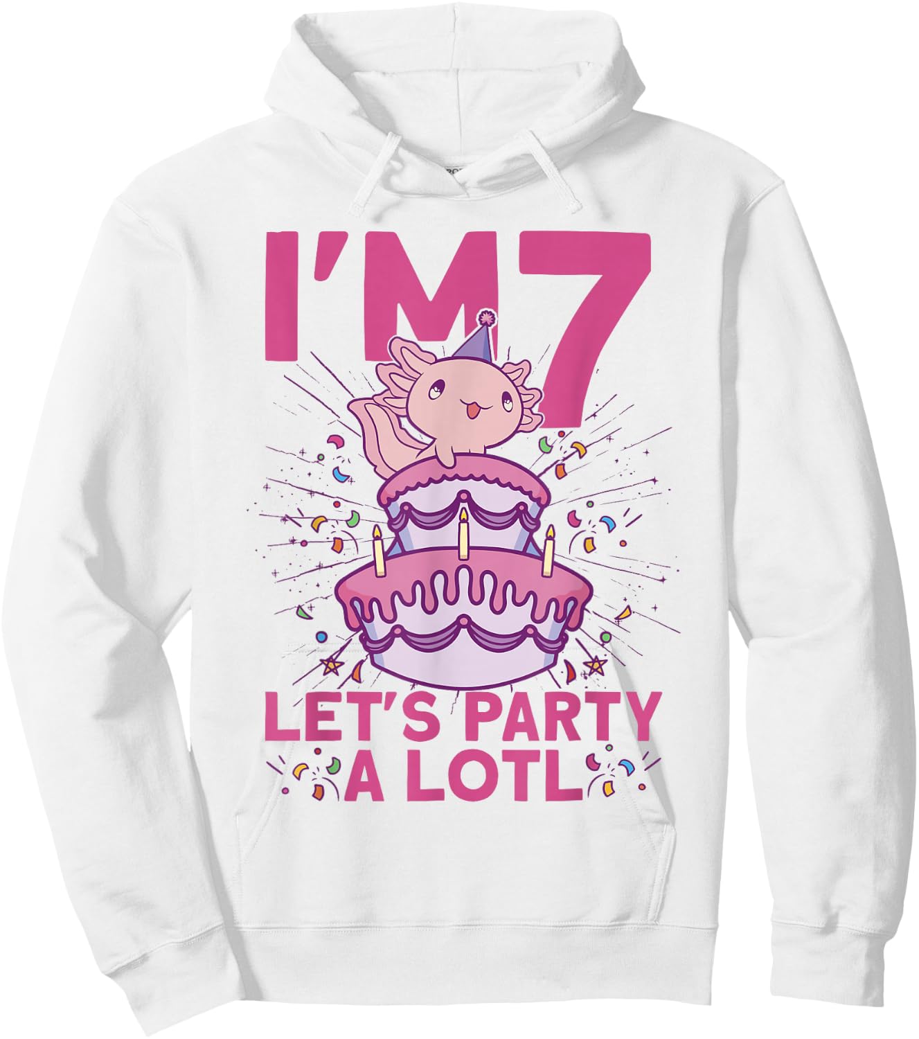 I'm 7 bday Axolotl party cute 7th Birthday Kids Axolotl Hoodie - Hoodie | White