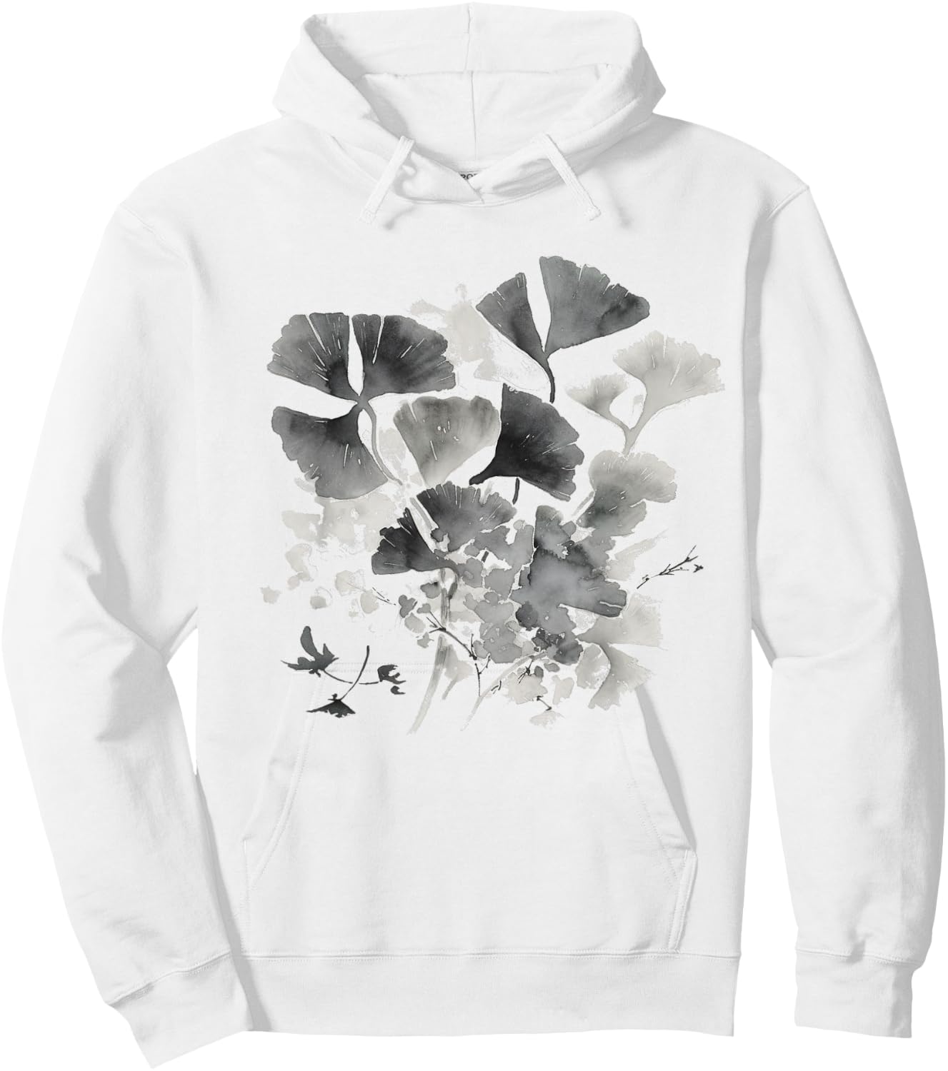 Ginkgo Blätter Ginko-Baum Sumi-e Malerei China Japan Kunst Hoodie - Hoodie | White
