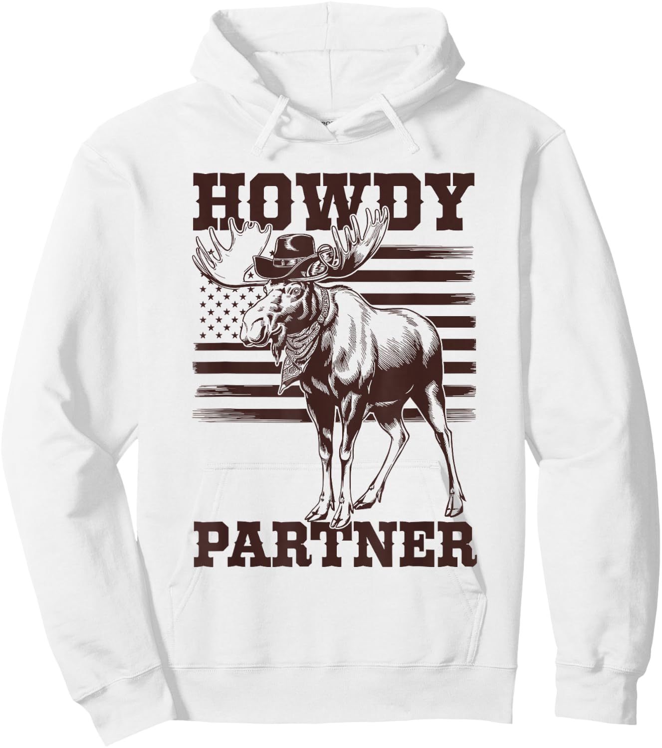 Western Cowboy Howdy Partner Moose Hunting Hoodie - Hoodie | White