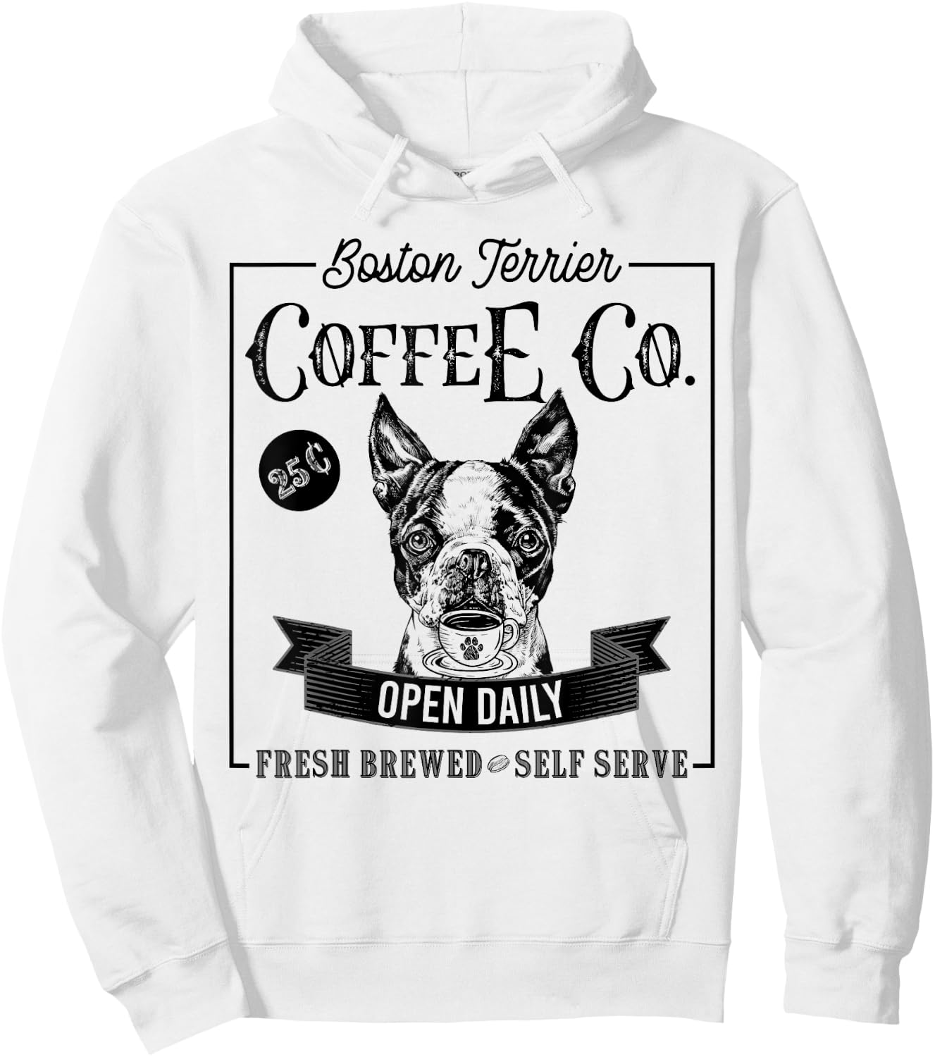 Retro Boston Terrier Coffee Funny Dog Mom Coffee Lover Hoodie - Hoodie | White