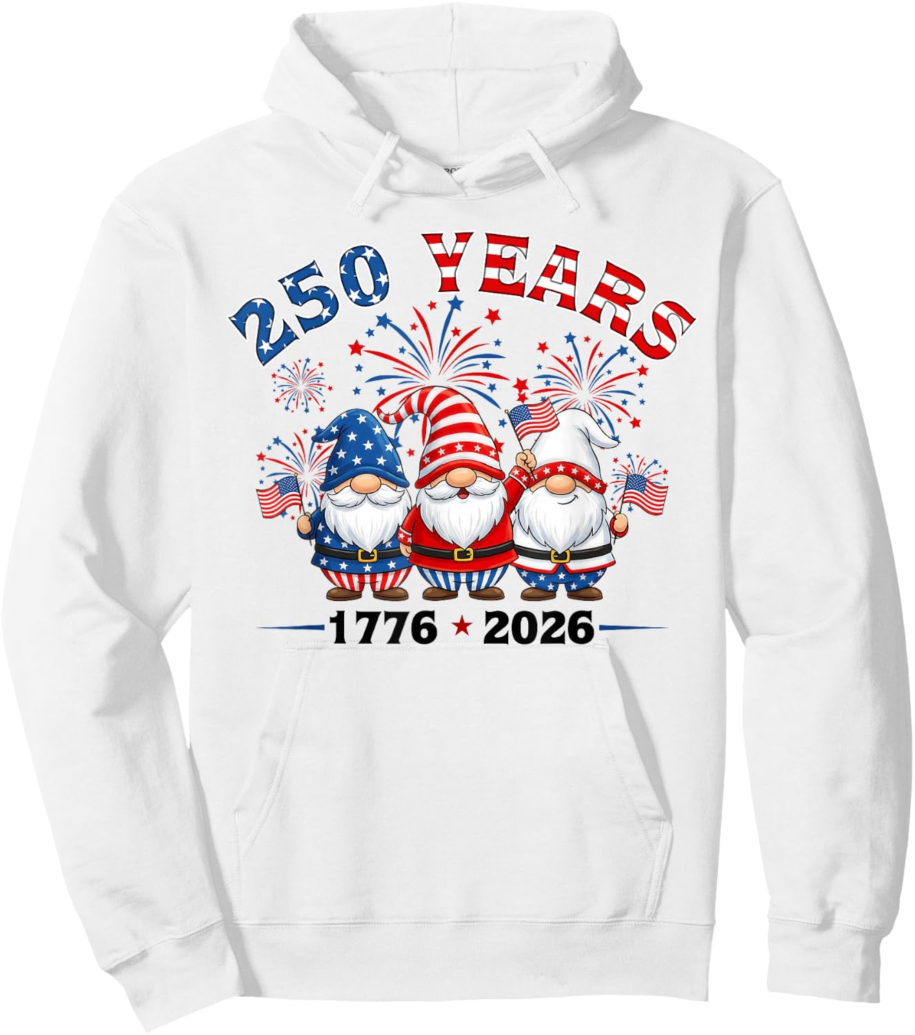 250 Years 250th Anniversary USA Patriotic 4th of July Gnome Hoodie - Hoodie | White