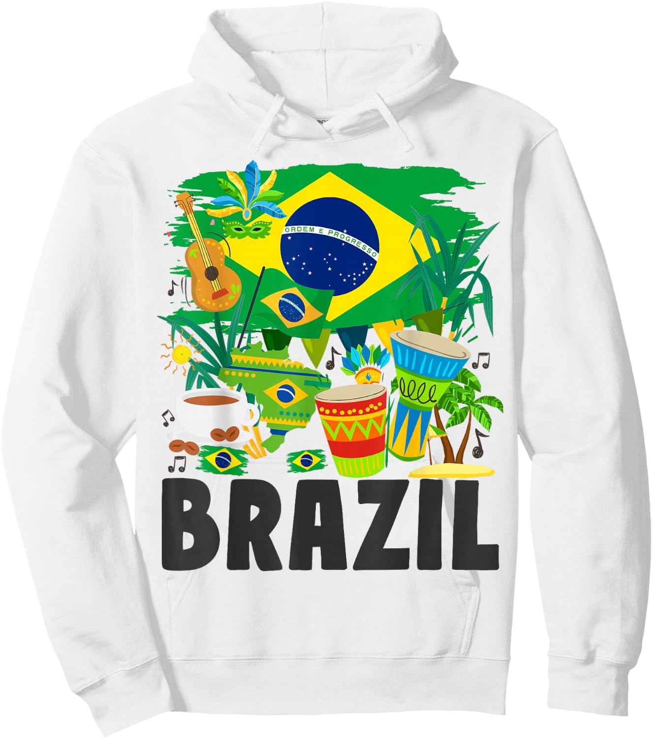 Brazil Flag - Outfit Idea - Brazil and Brazil Flag Hoodie - Hoodie | White
