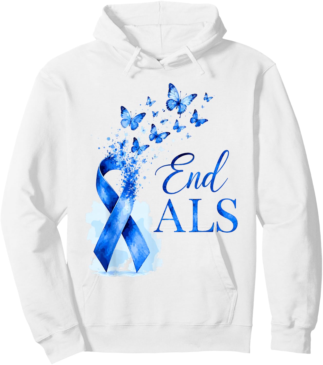 End ALS Blue Awareness Ribbon Butterflies Family Support Kid Hoodie - Hoodie | White