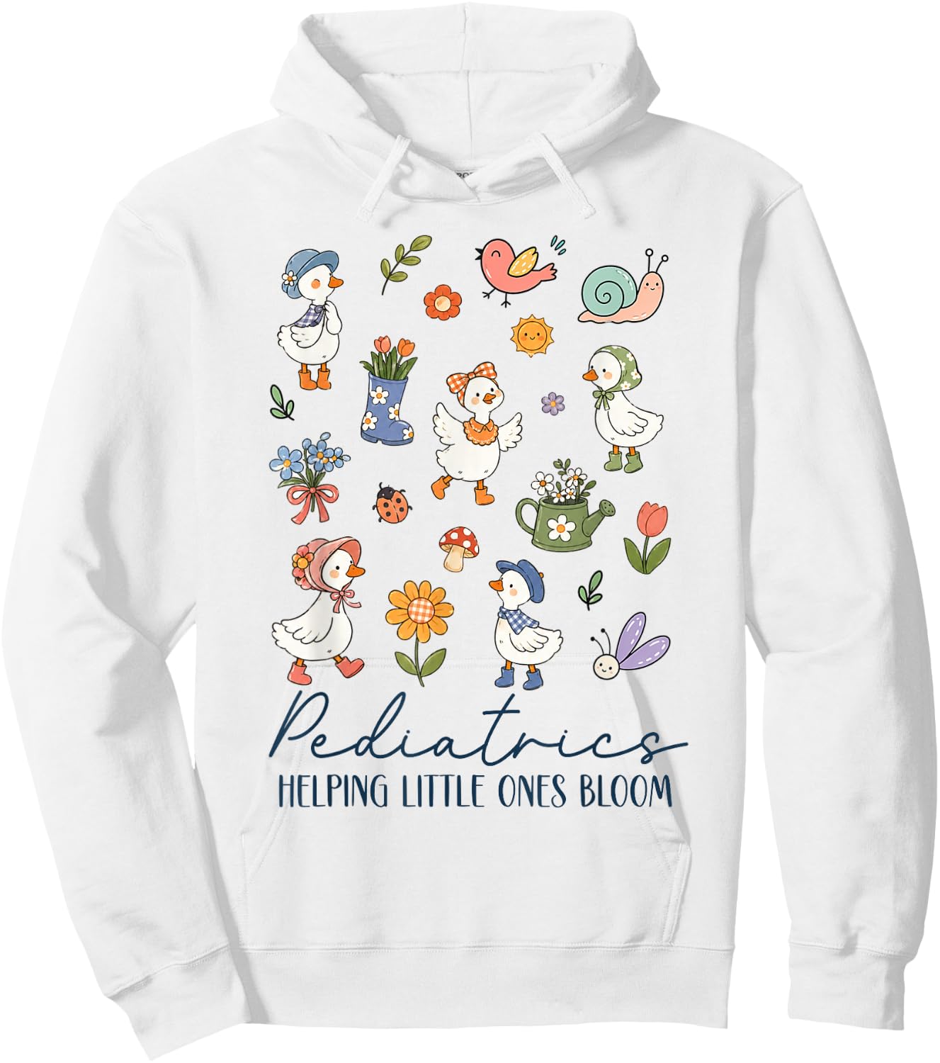 Pediatrics Helping Little Ones Bloom PEDS Nurse Silly Goose Hoodie - Hoodie | White