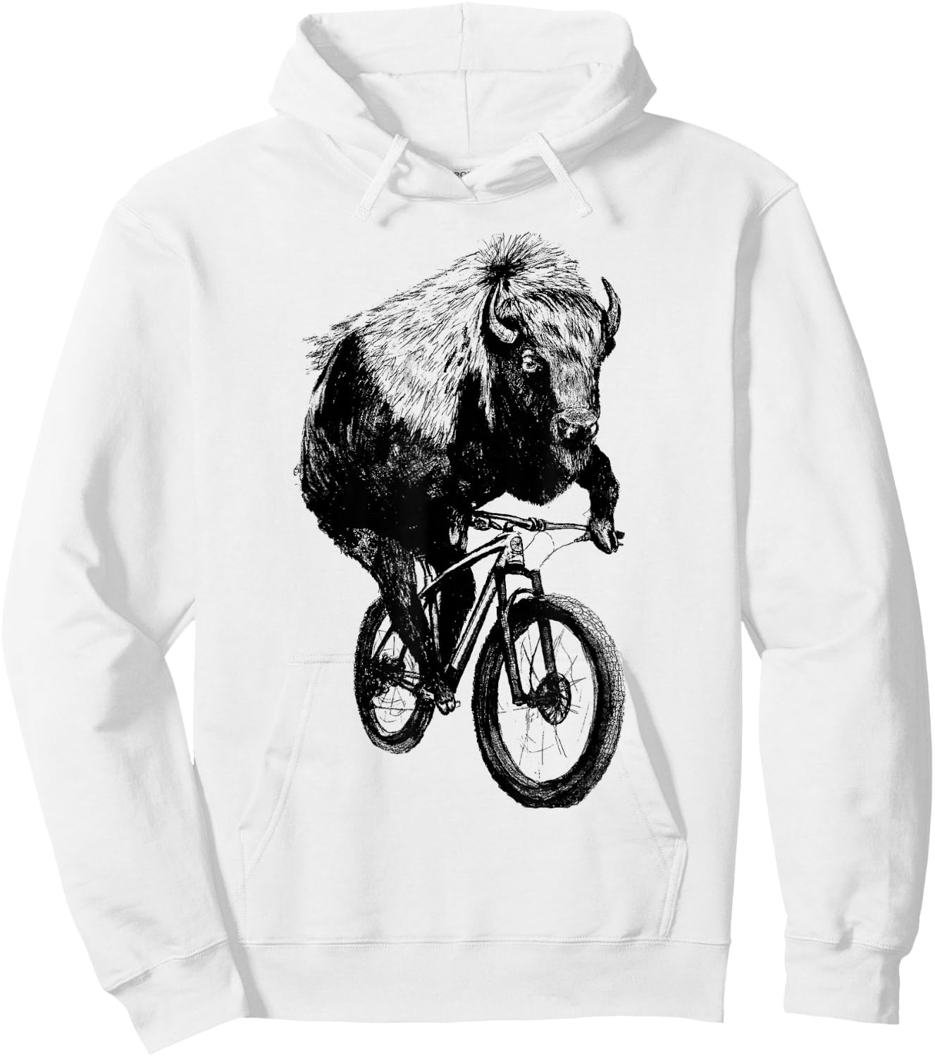 Buffalo on a Bicycle Buffalo Cycling Funny Buffalo Lover Hoodie - Hoodie | White