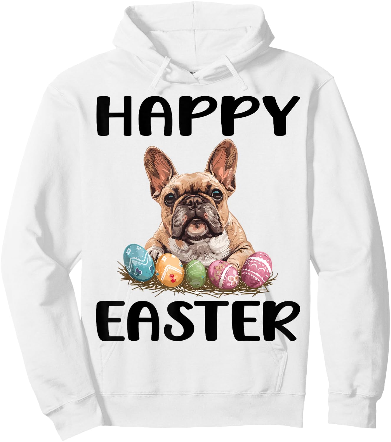 French Bulldog Dog Breed Happy Easter Men Women Kids Hoodie - Hoodie | White