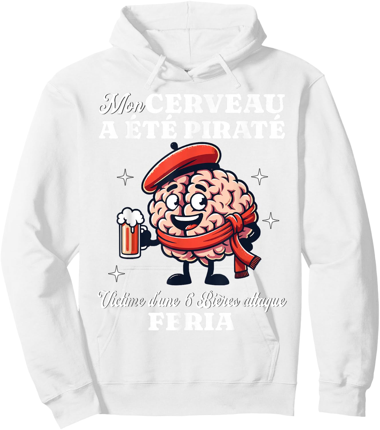 Feria Village Party Brain Hacked 6 Beers Attack , Red, S Hoodie - Hoodie | White