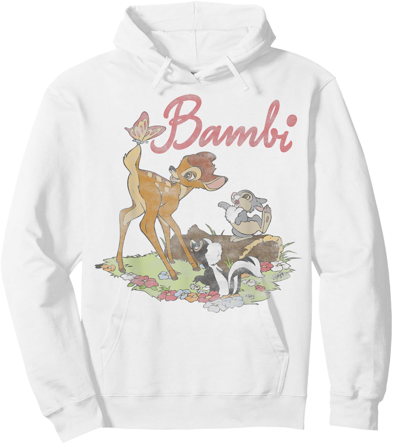 Disney Bambi Thumper Simple Flower Portrait Logo, white, S Hoodie - Hoodie | White