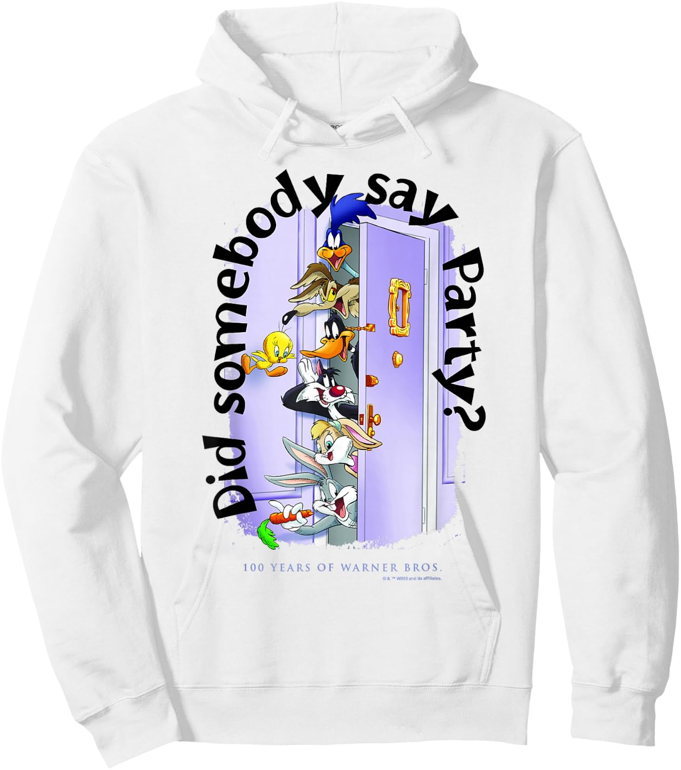 WB 100 Looney Tunes Group Shot Friends Party Iconic Portrait Hoodie - Hoodie | White