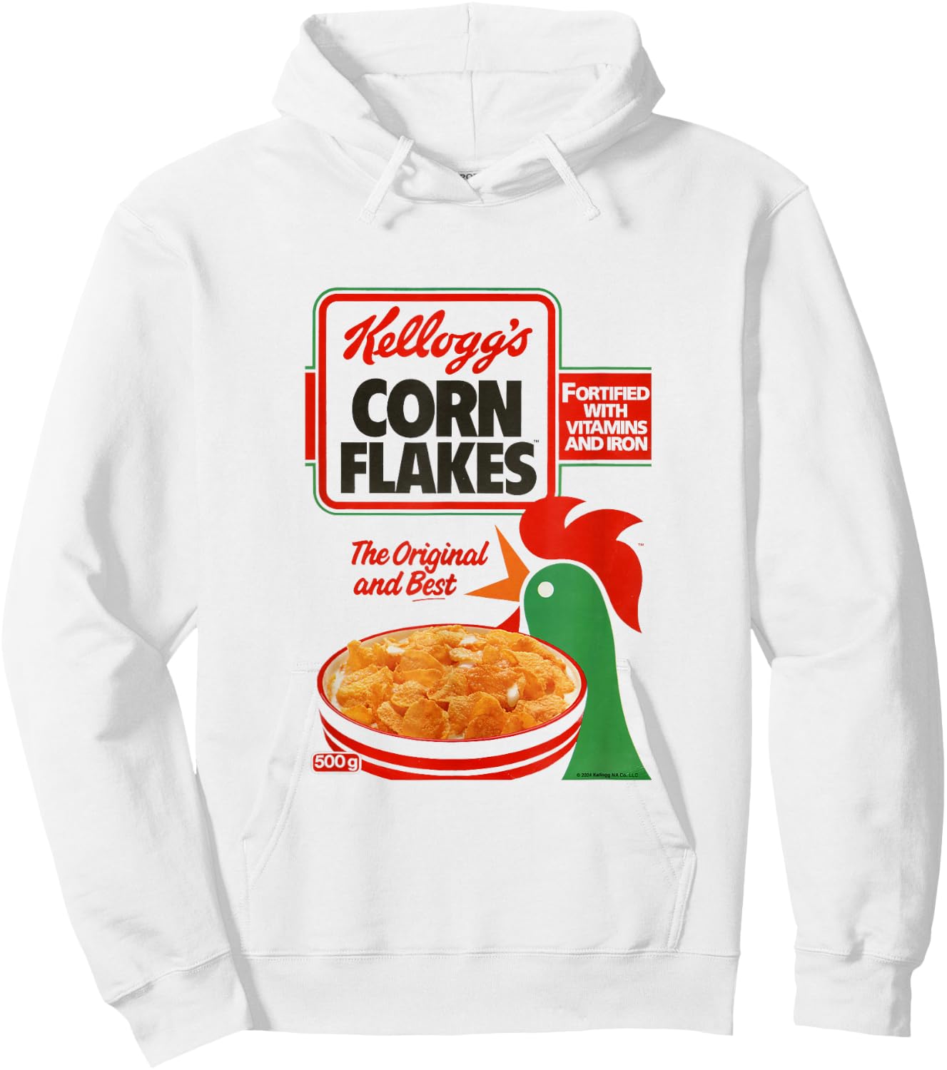 Kellogg's Corn Flakes Breakfast Cereal Box Art 1983 , white, S Hoodie - Hoodie | White