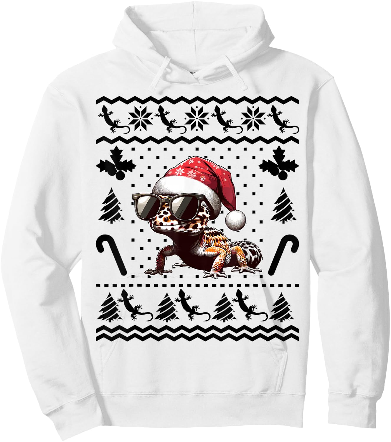 Funny Leopard Gecko Christmas Xmas Reptile Lovers Lizard Hoodie - Hoodie | White