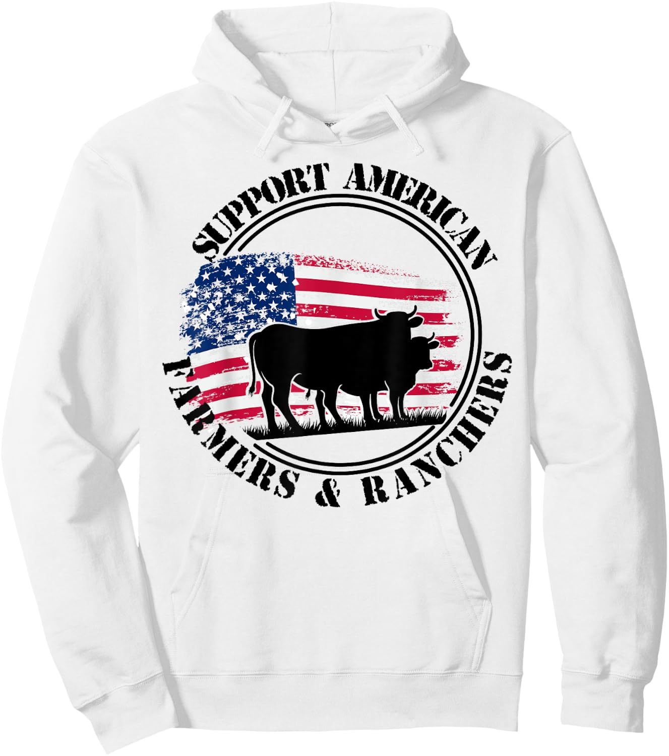 American Flag Patriotic Support American Farmers & Ranchers Women Men Hoodie - Hoodie | White