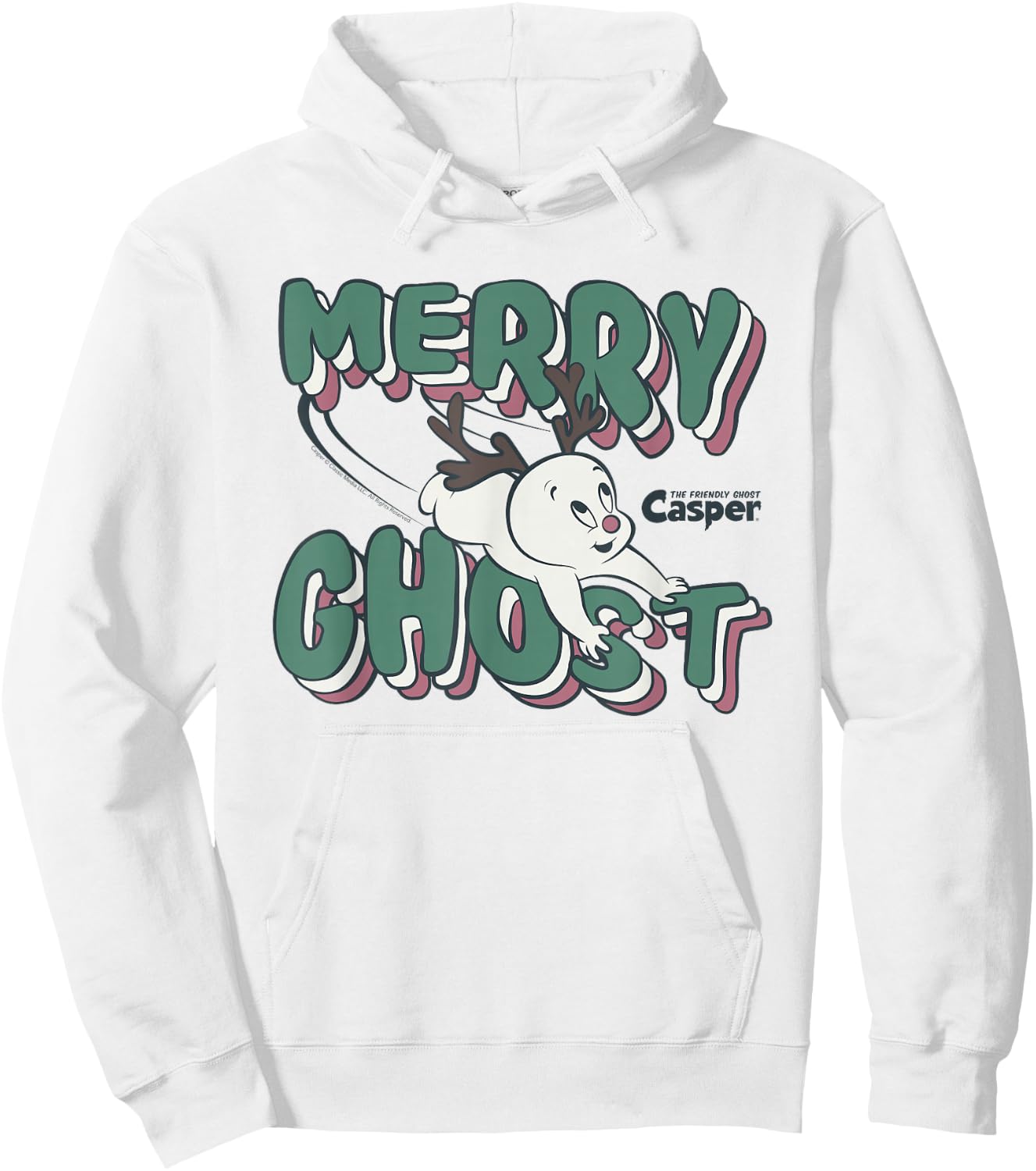 Casper the Friendly Ghost Vintage Merry Ghost Reindeer Hoodie - Hoodie | White