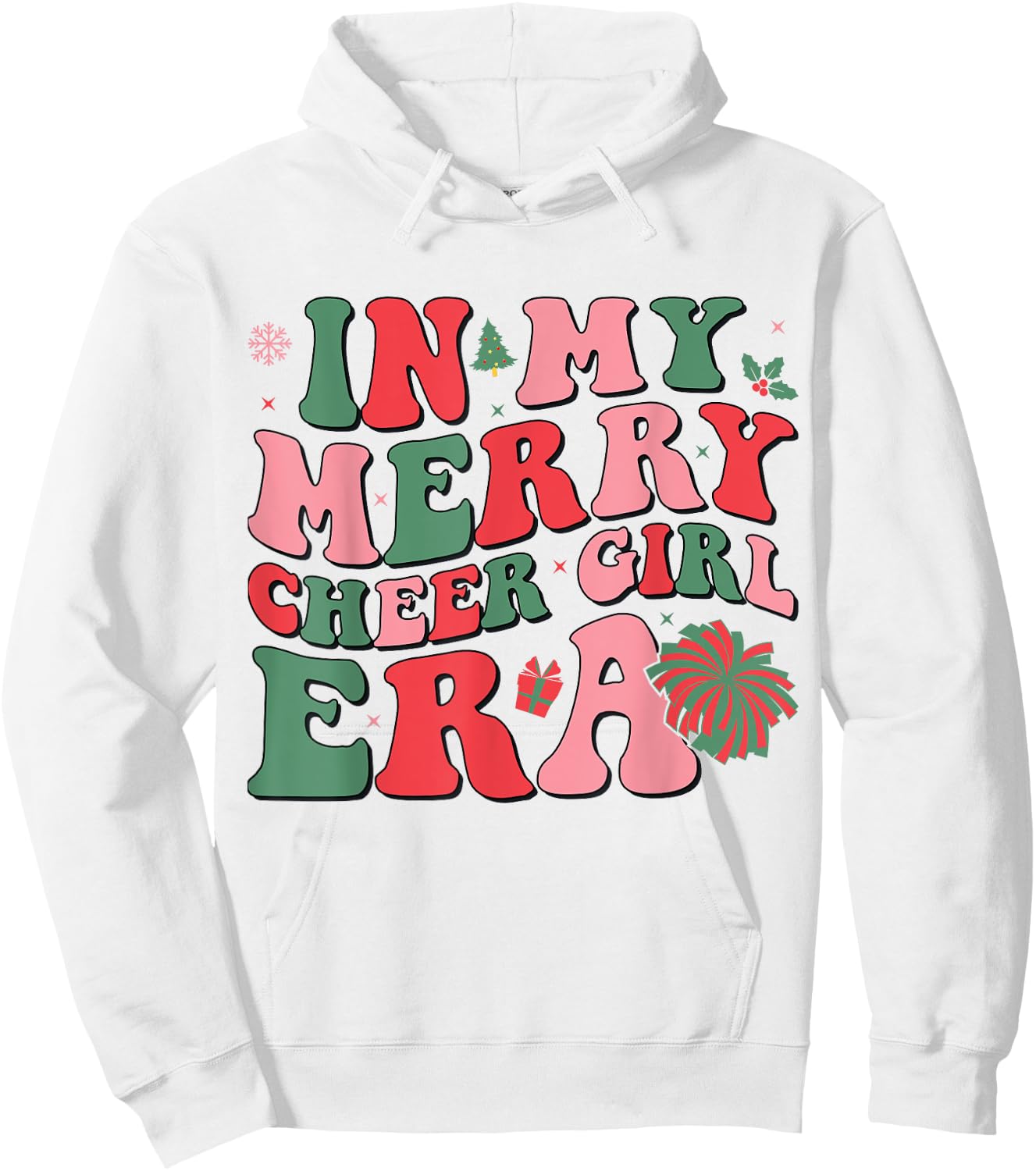 In My Merry Cheer Girl Era Groovy Christmas Cheerleading Hoodie - Hoodie | White