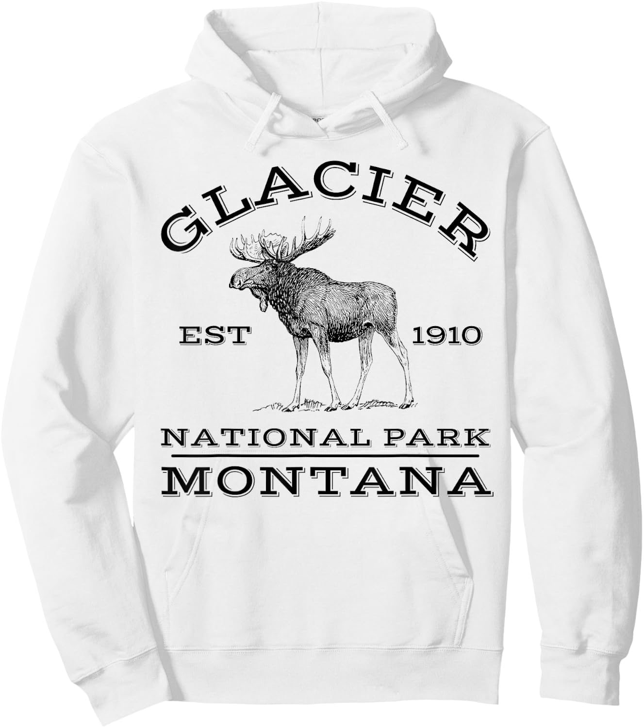 Glacier National Park Montana Moose Hiking Outdoors Hoodie - Hoodie | White