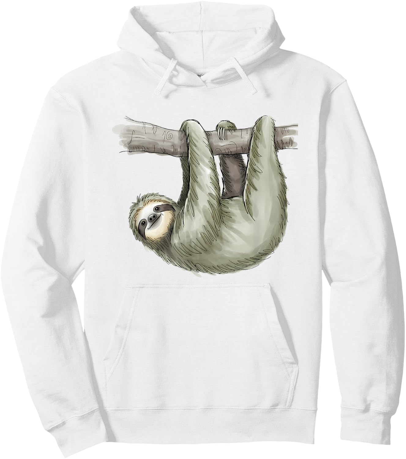 Sloth Hanging from Tree Watercolor Animal Lover Hoodie - Hoodie | White