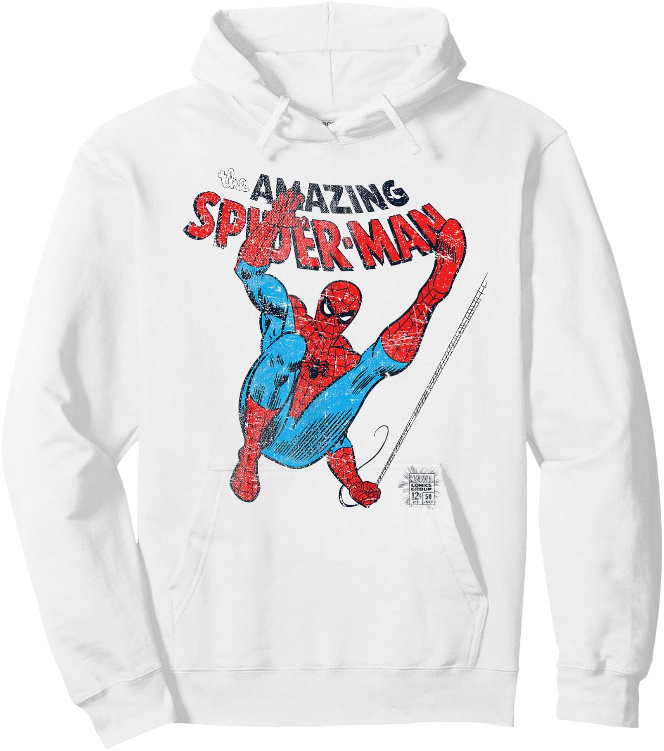 Marvel Spider-Man Retro Web Slinger , White Hoodie - Hoodie | White