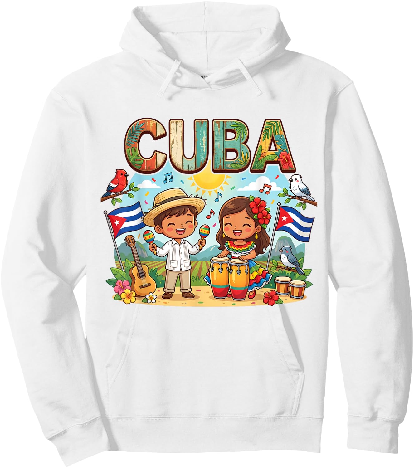Cuba Tropical Heritage Kids Guajiro Congas Maracas Pride Hoodie - Hoodie | White