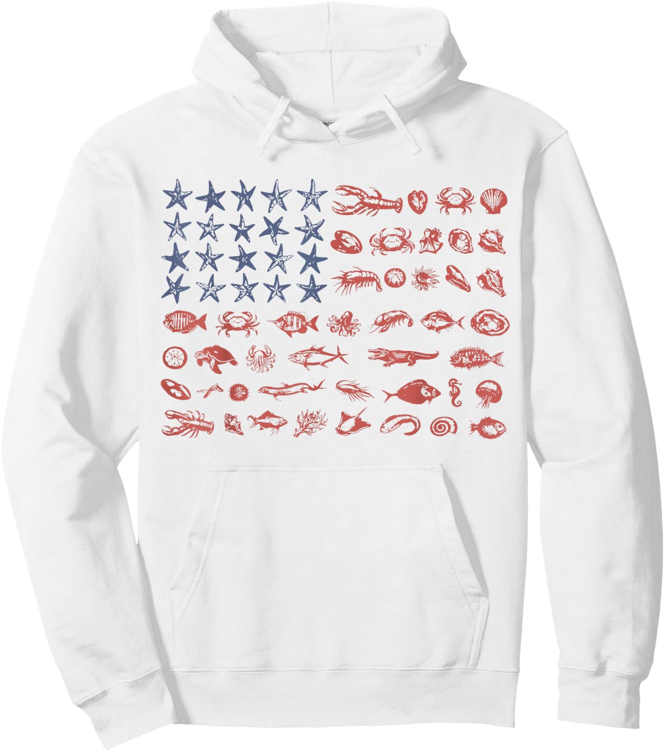 Seashell USA Flag America 250th Anniversary 4th of July Hoodie - Hoodie | White