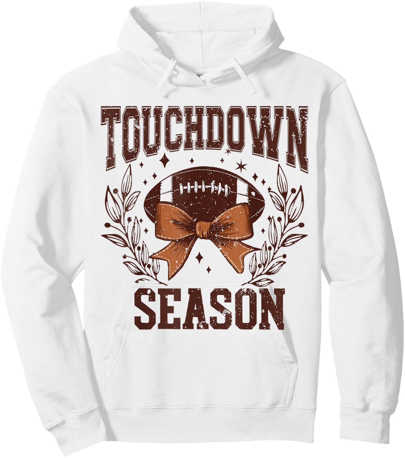 Touch Down Season Coquette Football Bow Fall Football Mom Hoodie - Hoodie | White