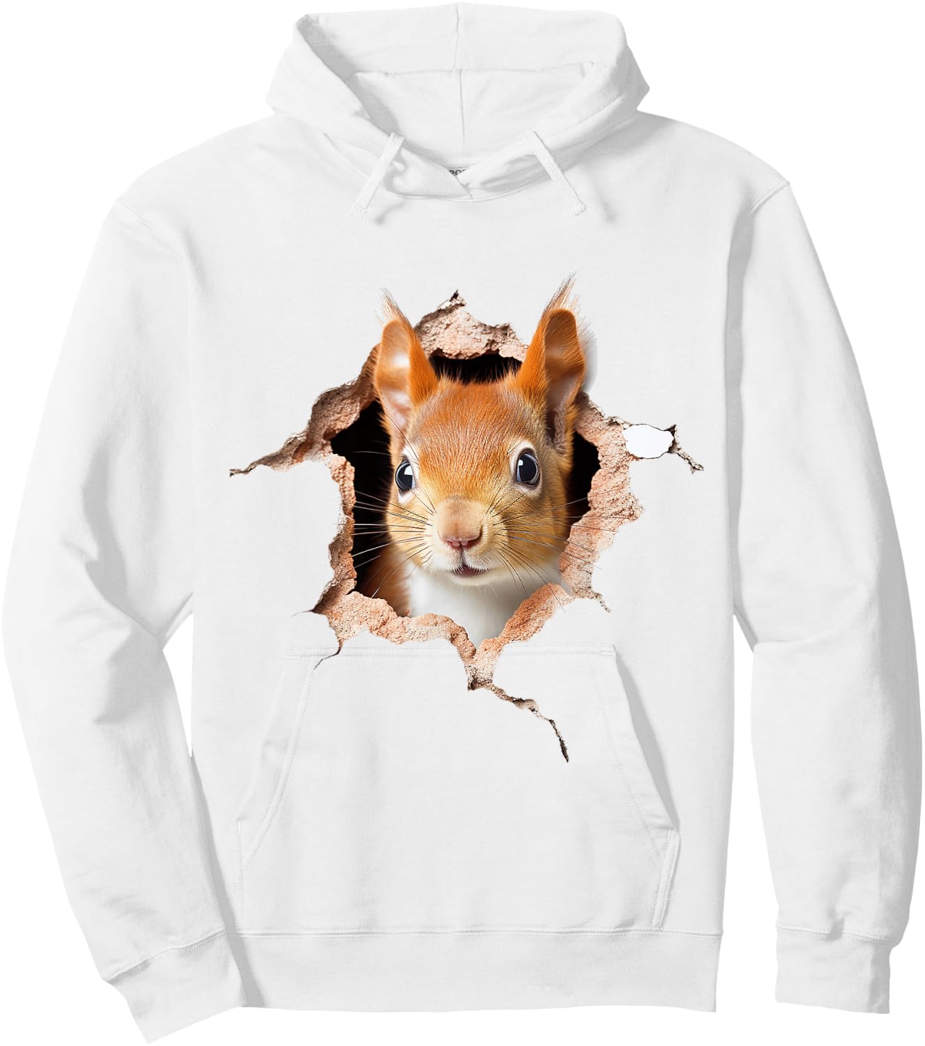 Squirrel Animal Print Motif Drawing Art Cute Squirrel , White Hoodie - Hoodie | White