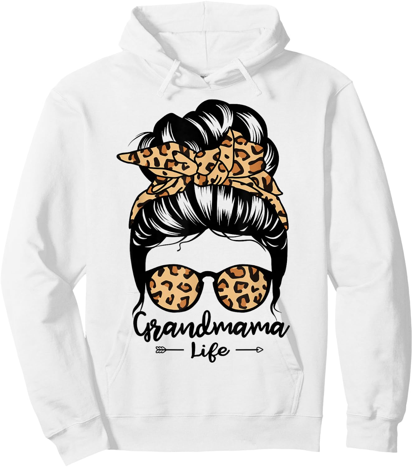 Grandmama Life Messy Bun Hair Funny Grandma Hoodie - Hoodie | White