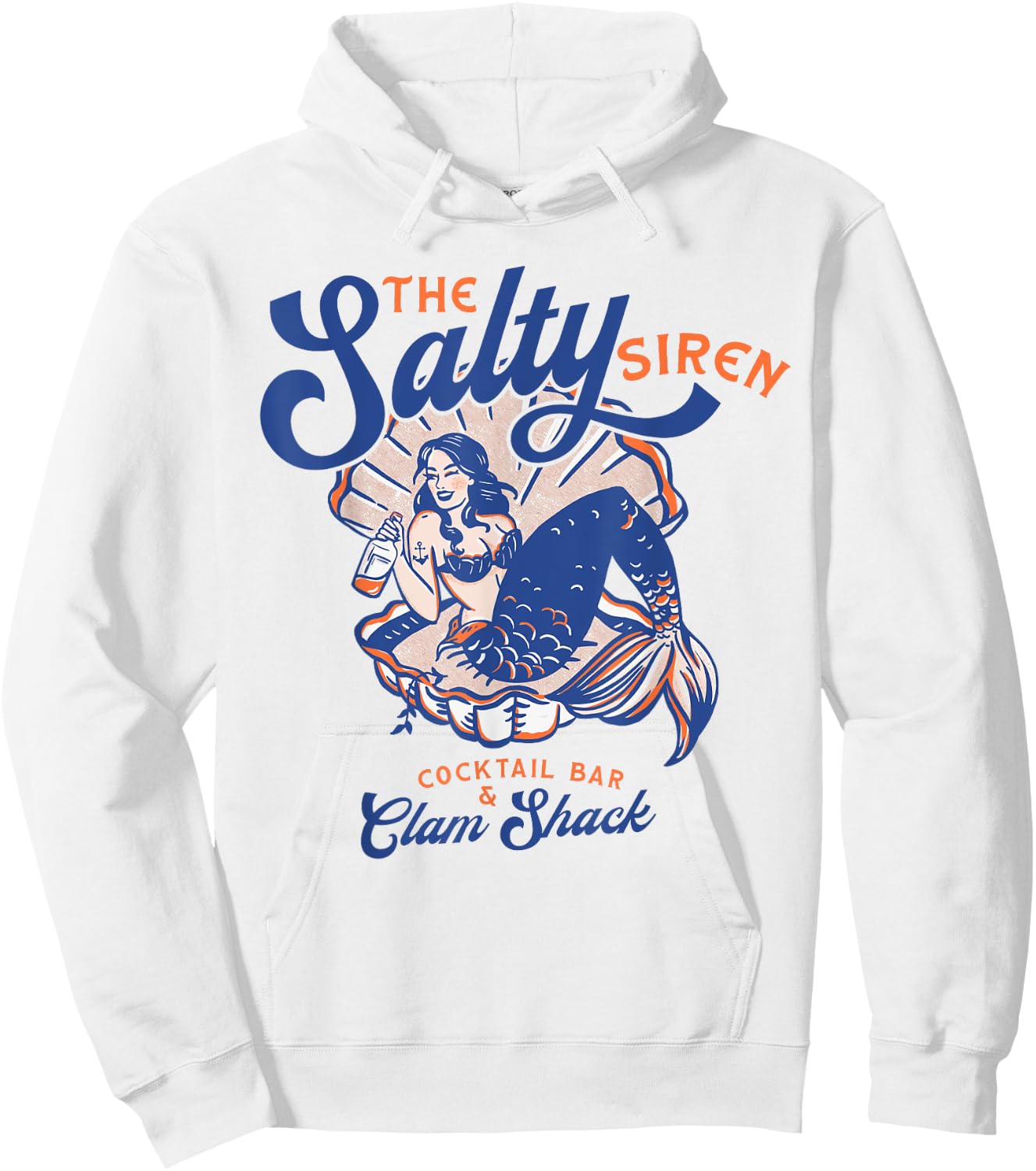 The Salty Siren Cocktail Bar & Clam Shack Cute Mermaid Pinup Hoodie - Hoodie | White