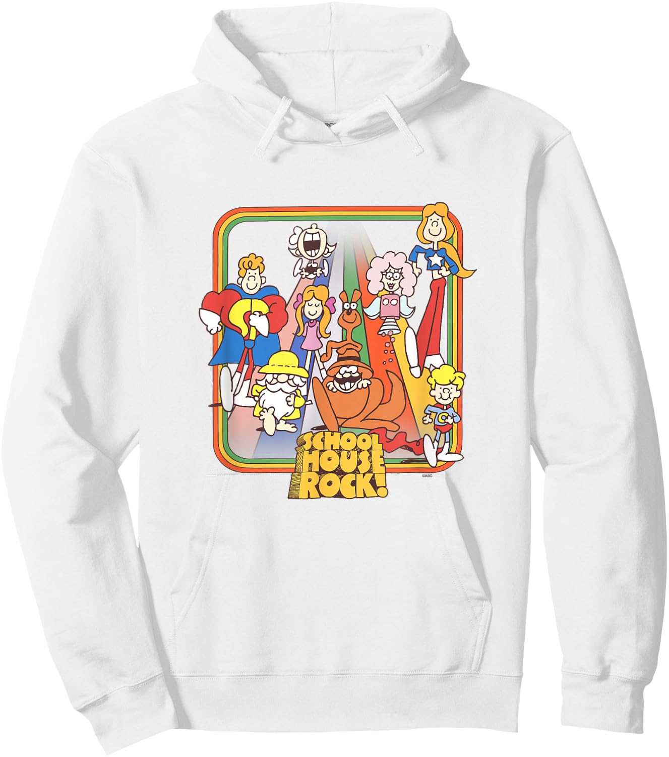 Schoolhouse Rock! Favorite Character Rainbow Outline Vintage Hoodie - Hoodie | White