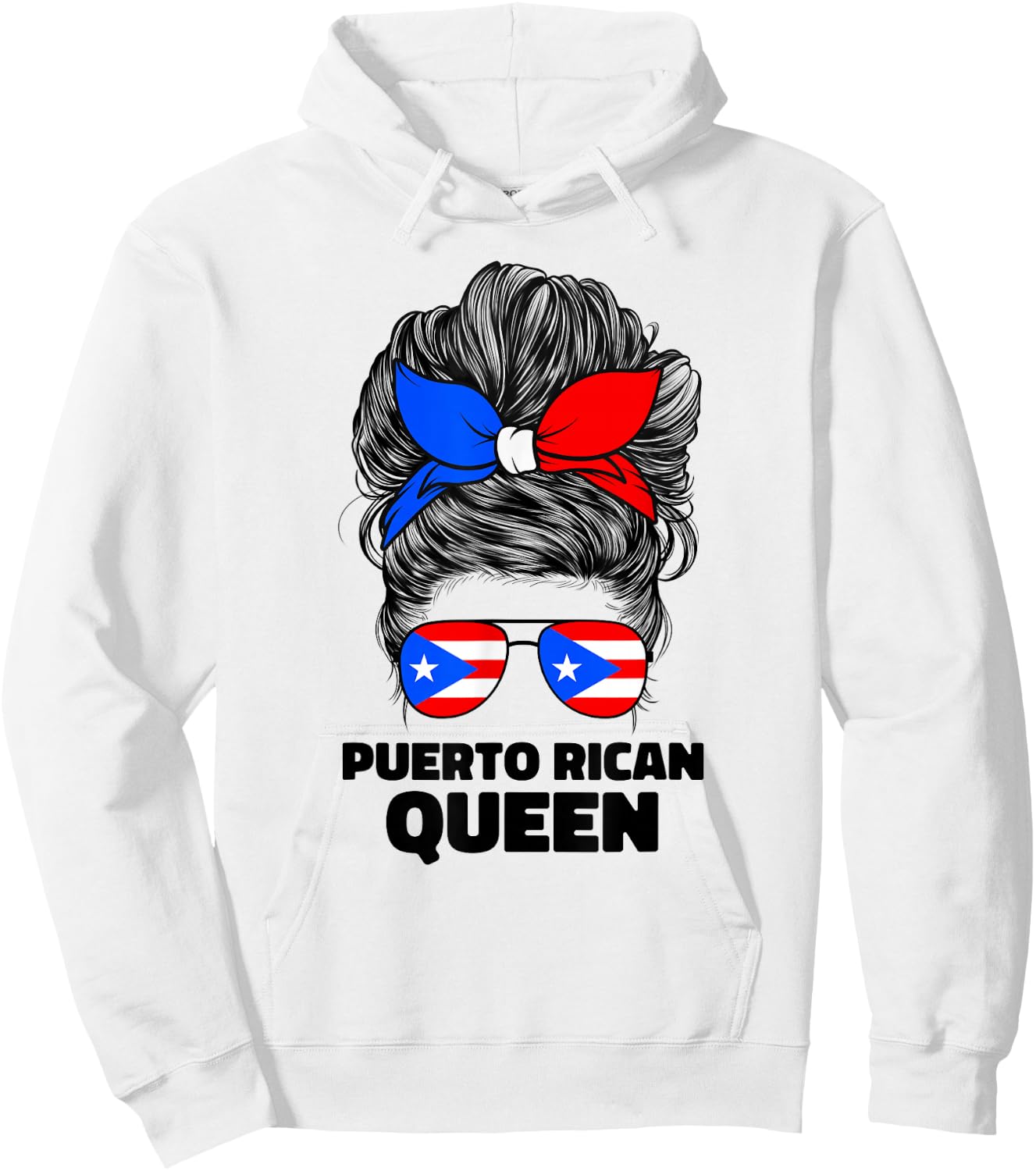 Puerto Rican Queen Boricua Puerto Rico PR Flag Hoodie - Hoodie | White