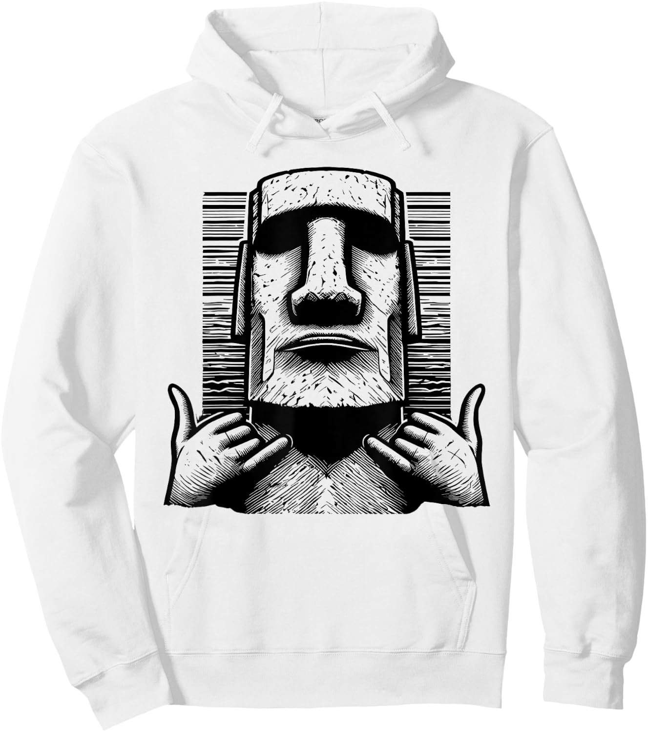 Funny Easter Island Rapa Nui Moai Statue Surfer Shaka Sign Hoodie - Hoodie | White