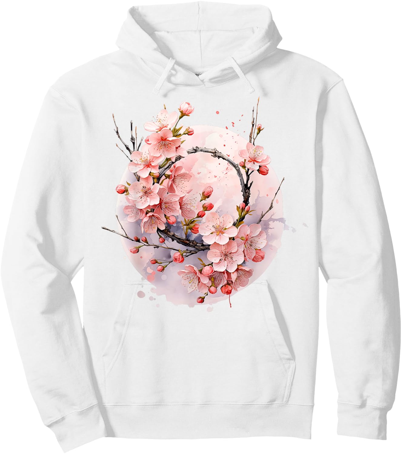 Peach, Cherry, Plum Blossom, Sakura, Japanese, Chinese, Pink , White Hoodie - Hoodie | White