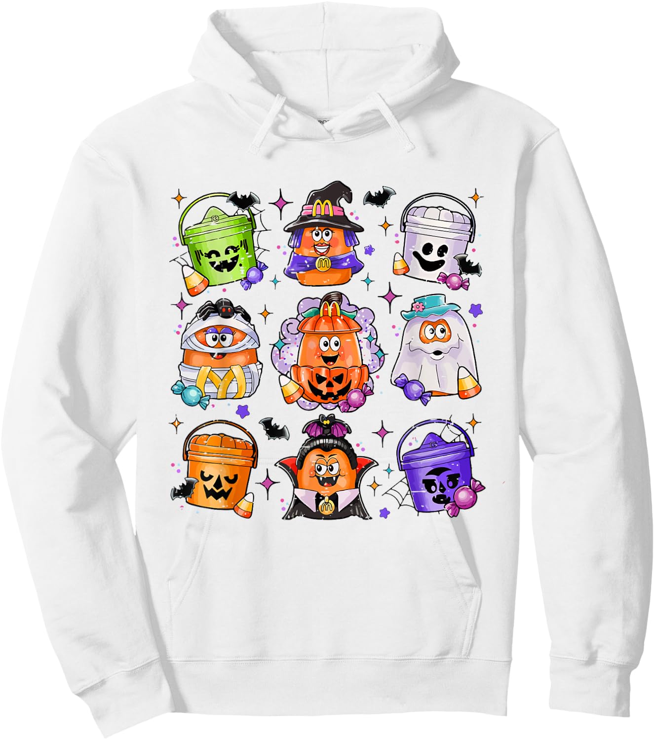Vintage Funny Halloween Pumpkin Spooky Nuggets Chicken Cute Hoodie - Hoodie | White