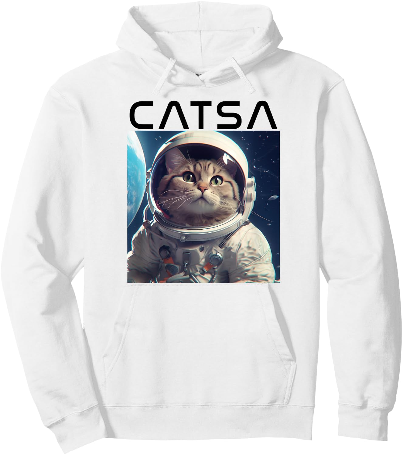 CATSA Cat Astronaut in Space Photo Funny Kitten & Kitty Pun Hoodie - Hoodie | White