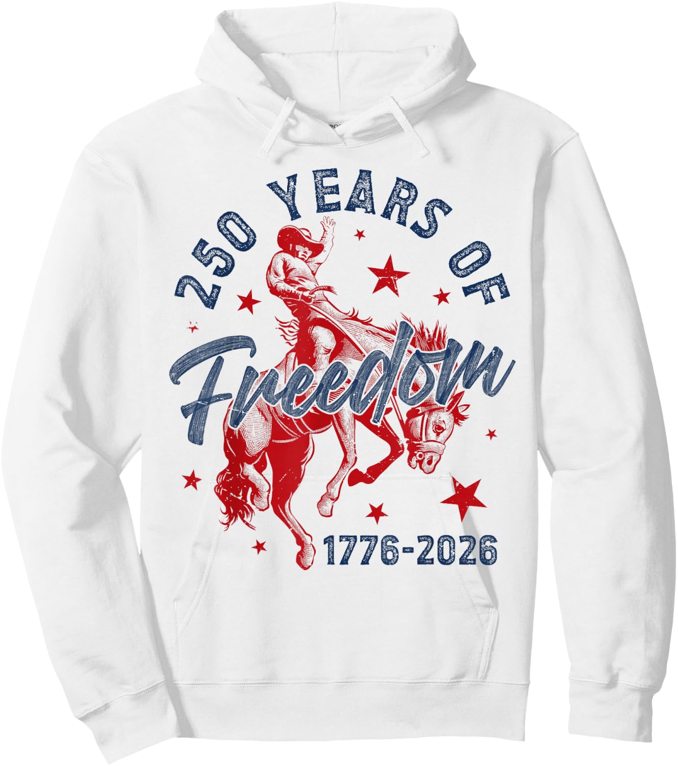250 America Years of Freedom 1776 2026 Western Cowboy Rodeo Hoodie - Hoodie | White