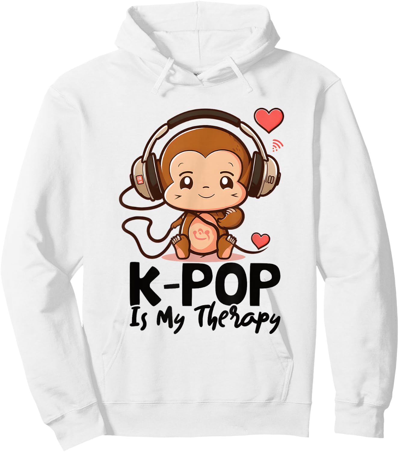 Kpop is My Therapy K Pop Monkey Fan Item , gray Hoodie - Hoodie | White