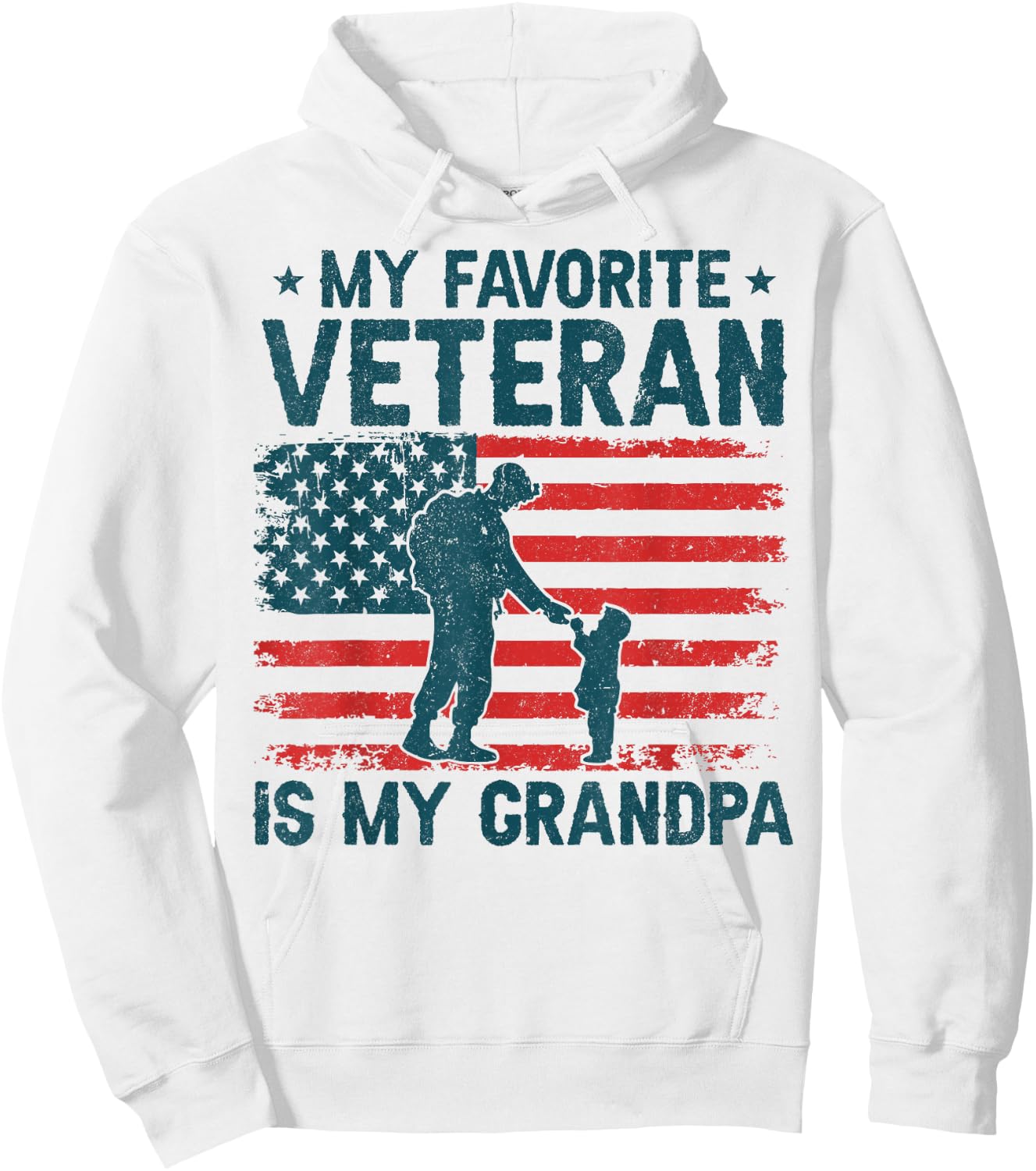 My Favorite Veteran is My Grandpa Veterans Day Military Papa Hoodie - Hoodie | White