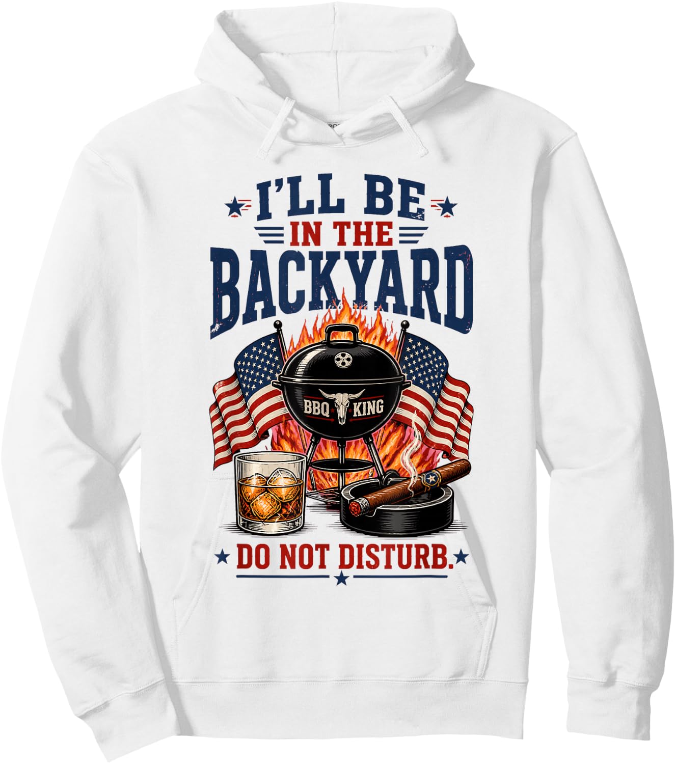 I'll Be in The Backyard Cigar Hoodie - Hoodie | White
