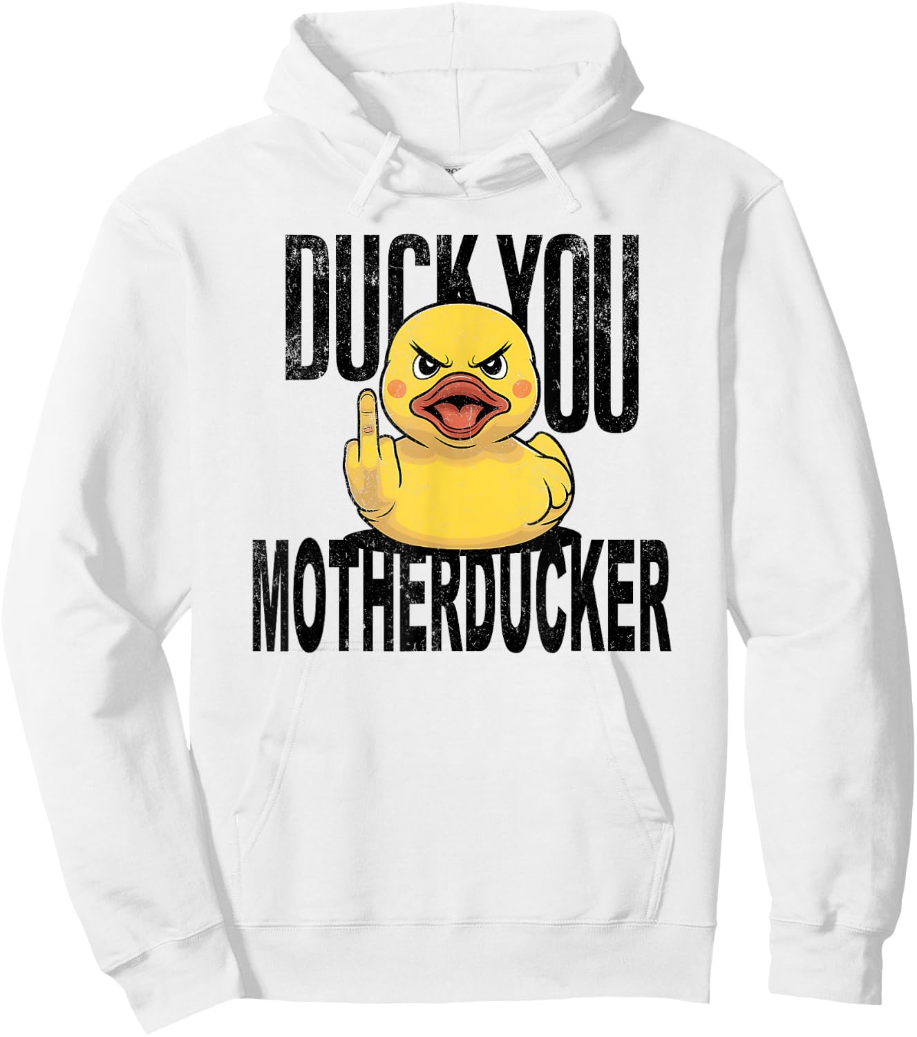 Duck you motherducker Middle Finger Funny Yellow Hoodie - Hoodie | White