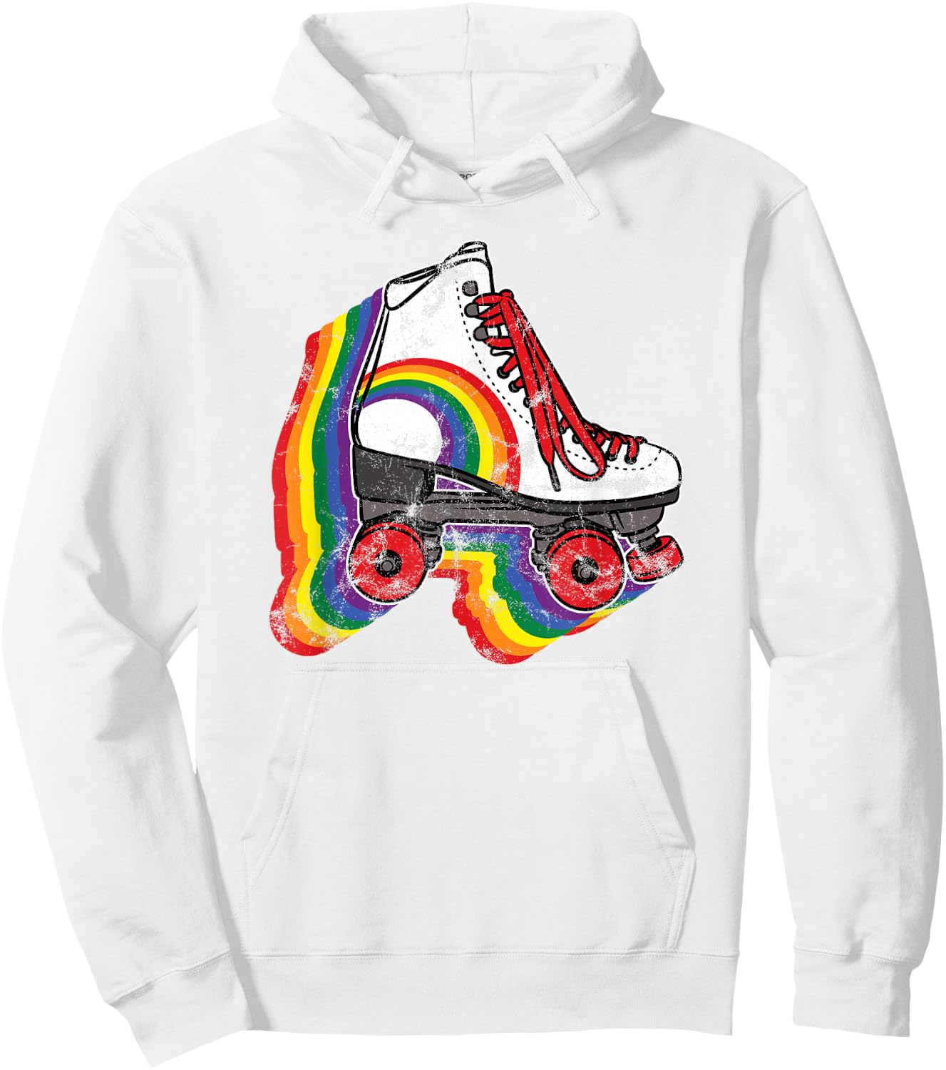 Rainbow Vintage Roller Skating Hoodie - Hoodie | White