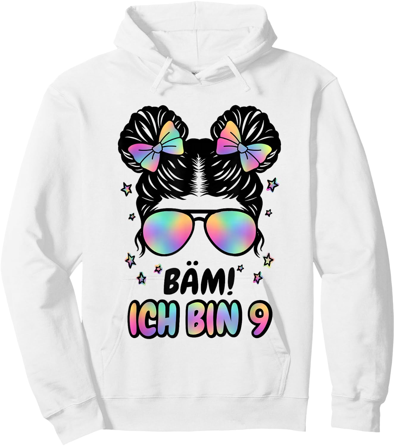 9. Geburtstag Mädchen Messy Bun Bäm! Ich Bin Neun Hoodie - Hoodie | White