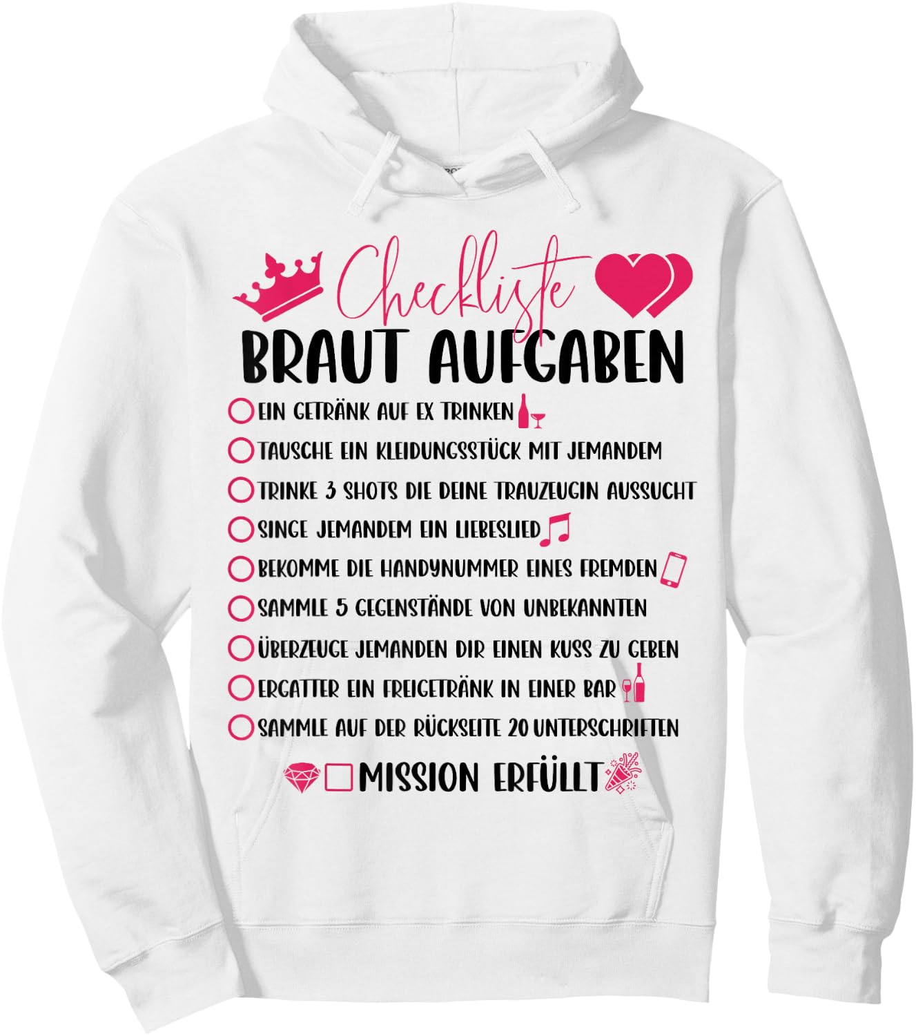 Checkliste der JGA Braut für den Junggesellinnenabschied Hoodie - Hoodie | White