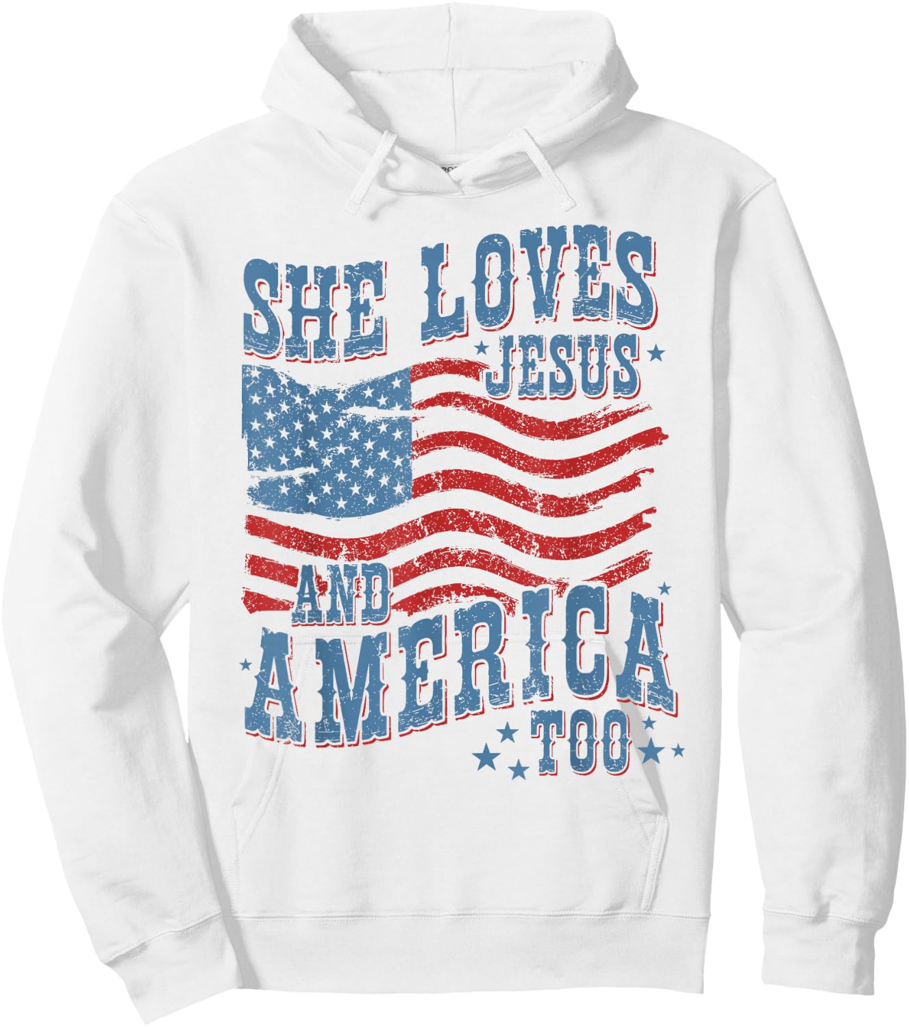 She Loves Jesus and America Too Christian 4th of July Women Hoodie - Hoodie | White