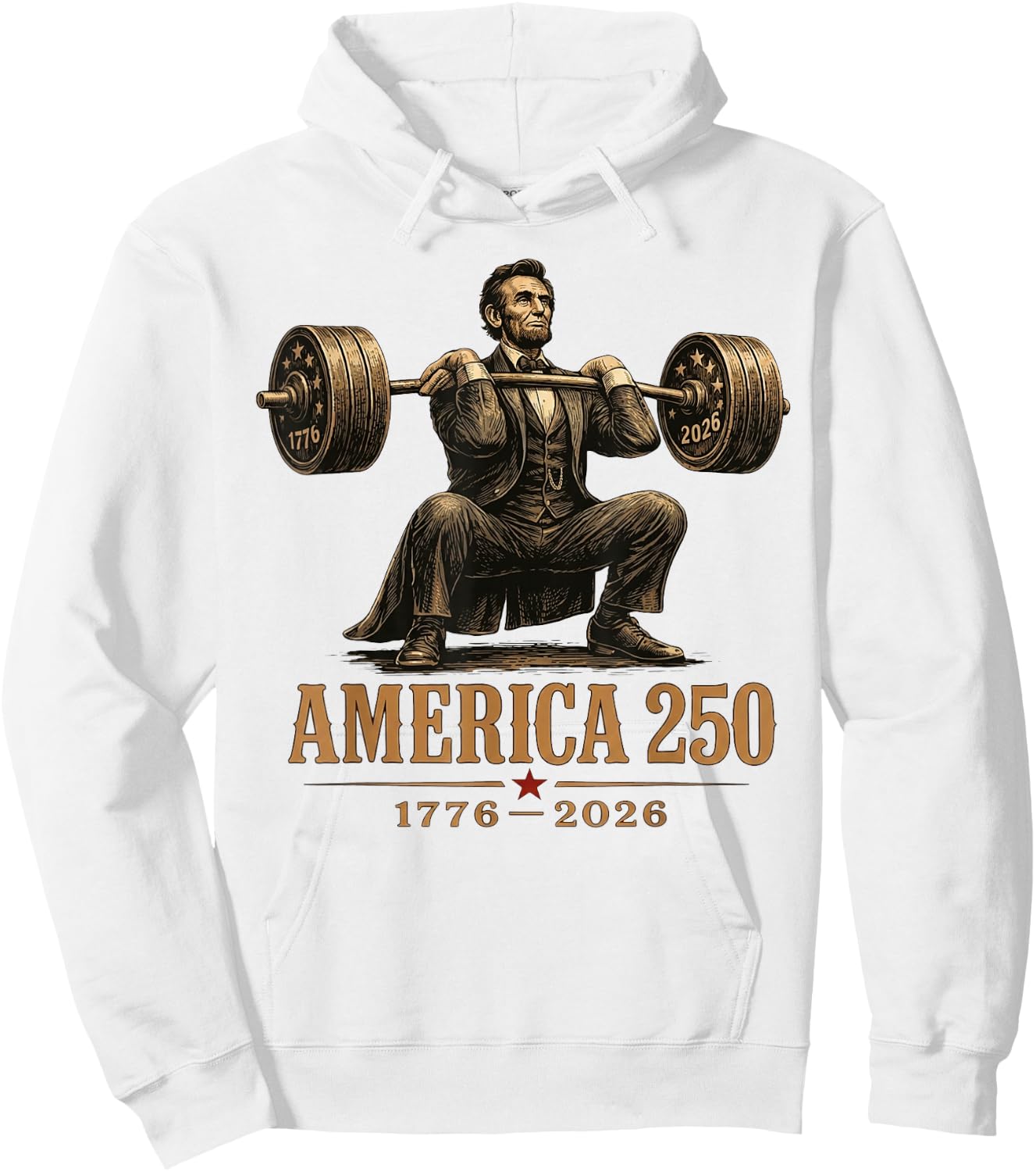 America 250th Abraham Lincoln Weightlifting Squat Hoodie - Hoodie | White