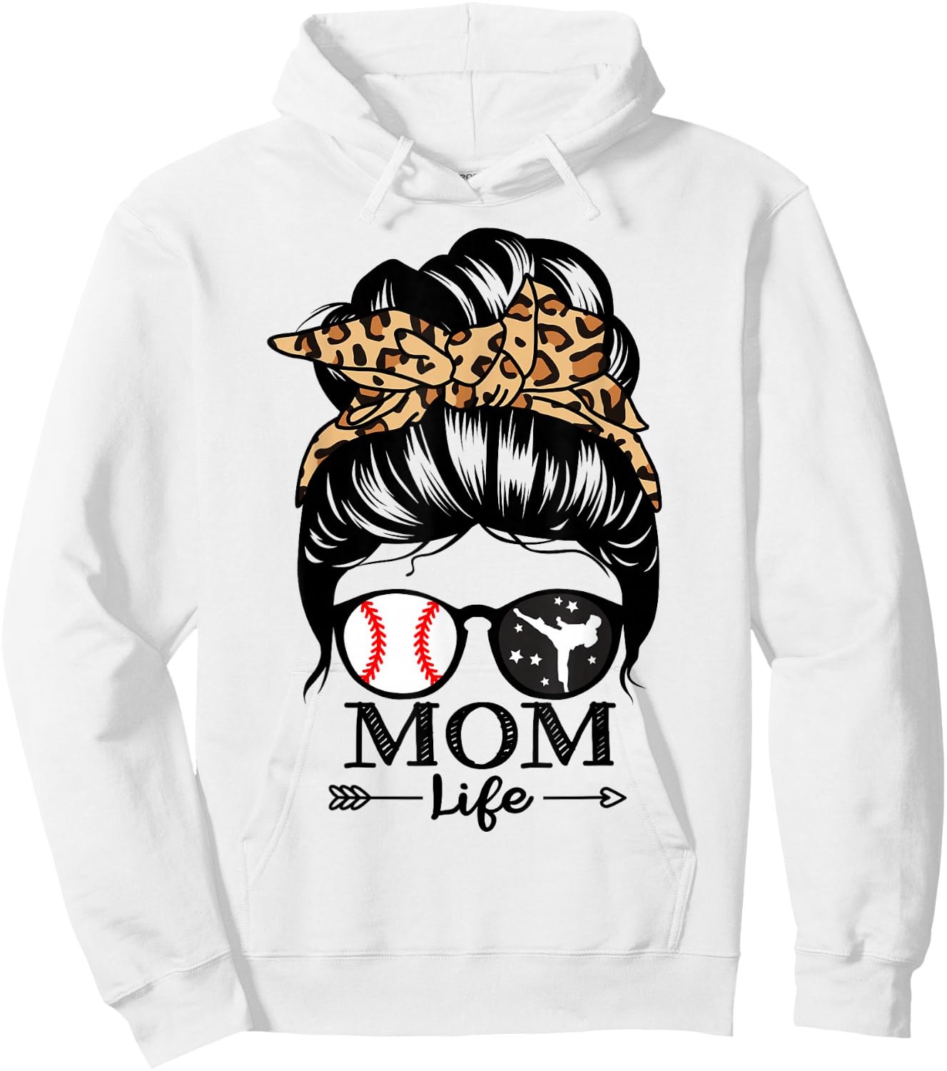 Mom Life Messy Bun Hair Funny Baseball Karate Mom Hoodie - Hoodie | White
