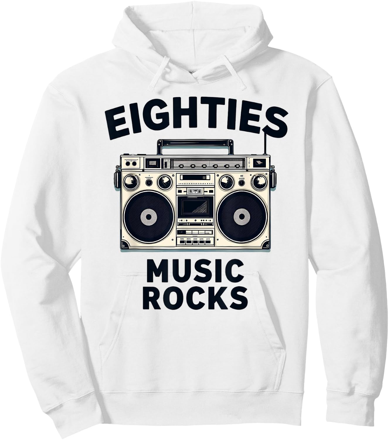 Eighties Music Rocks 80's Cassette Hoodie - Hoodie | White
