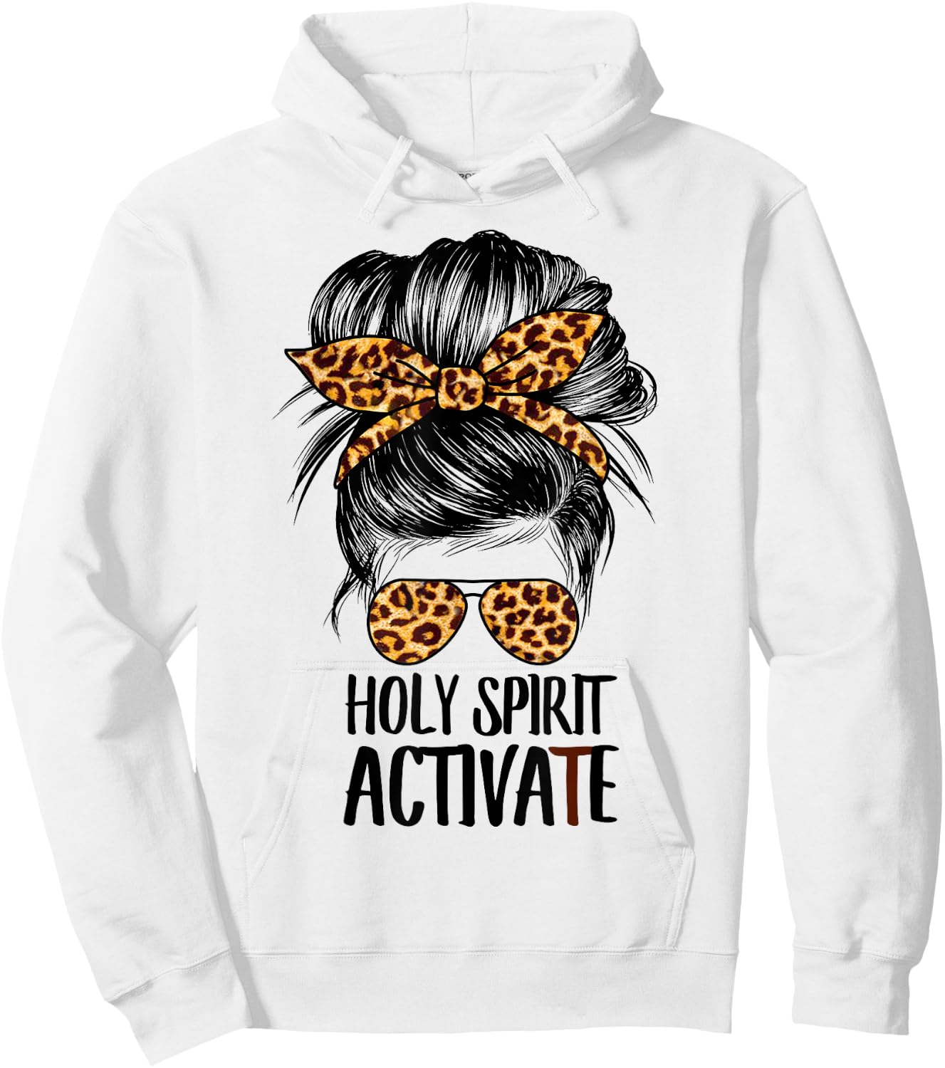 Trendy Religious Holy Spirit Cool Mom Life Leopard Print Hoodie - Hoodie | White
