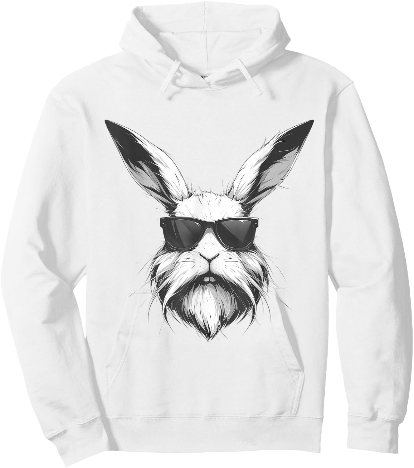 Beard Bunny Face With Sunglasses Easter Day 2024 Men Boy Kid Hoodie - Hoodie | White