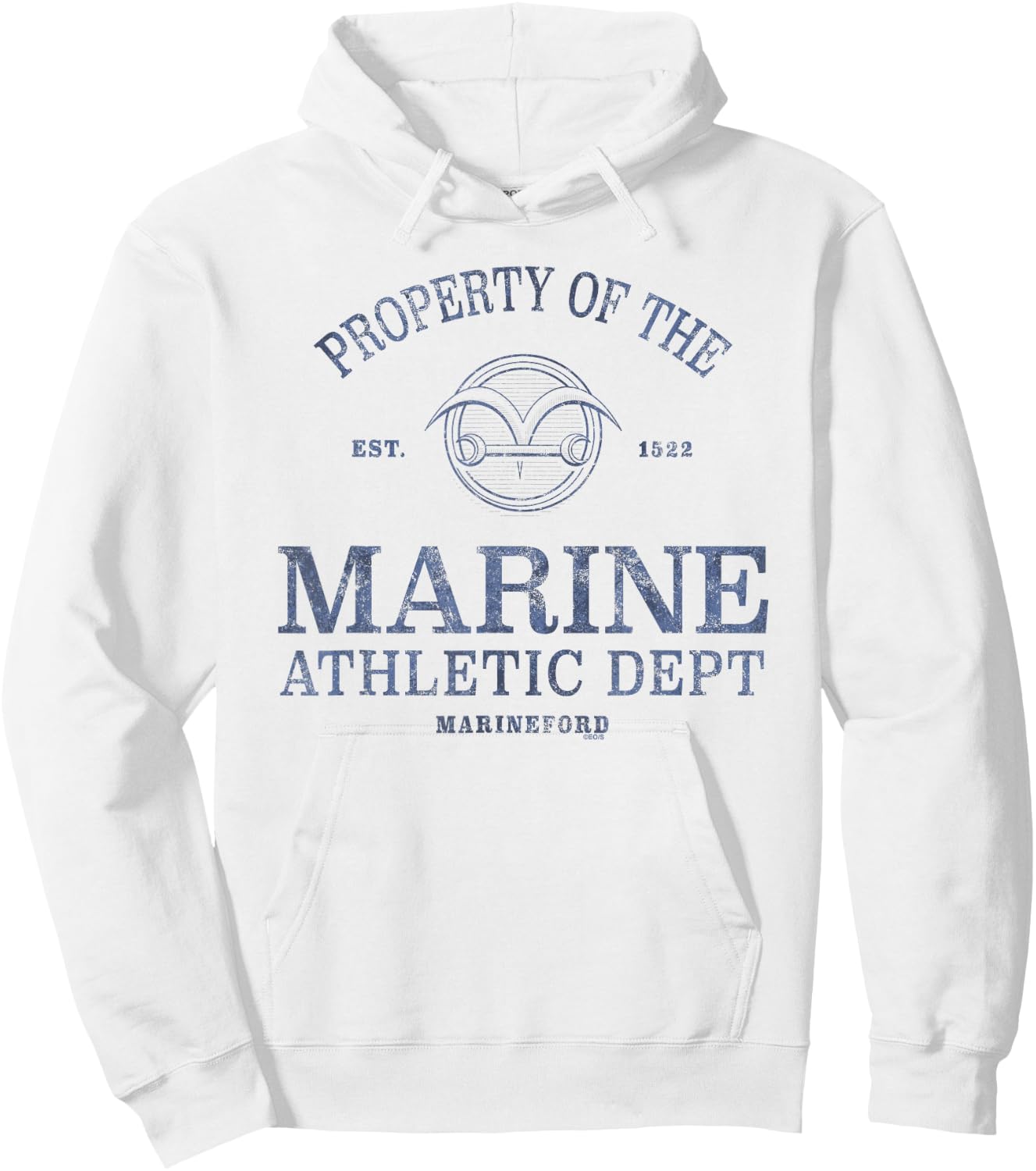 One Piece Marine Athletic Dept , White Hoodie - Hoodie | White