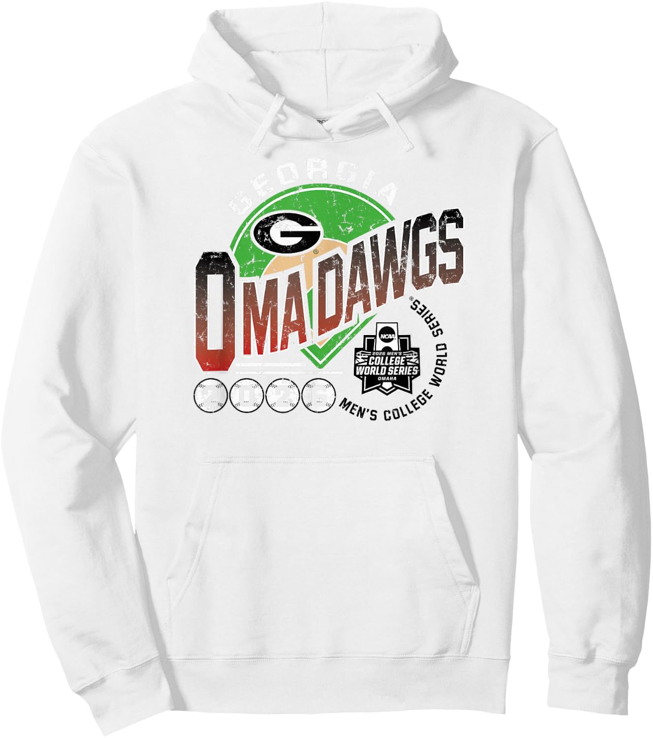 Georgia Bulldogs College World Series 2026 Baseball Omadawgs Hoodie - Hoodie | White
